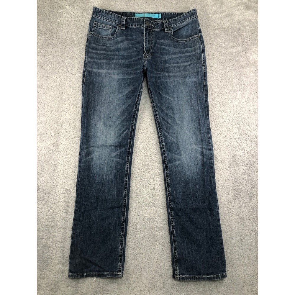 Rock and Roll Cowboy Jeans Men 36x34 Blue Revolver Straight Slim Distressed